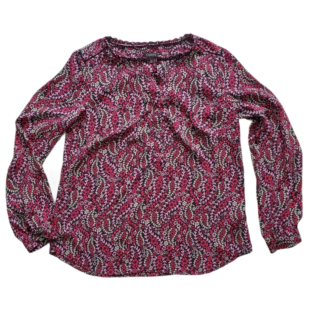 Talbots floral pattern long sleeve blouse